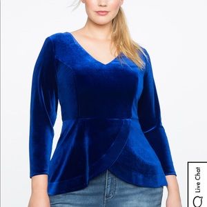 Black Eloquii velvet peplum top, size 16, NWT